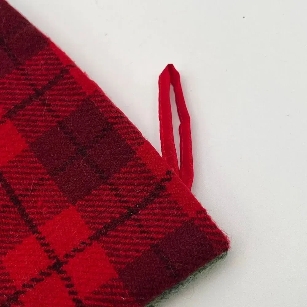 DAN DEE Collectors Choice Christmas Stocking Red Green 3D Snowman Applique Plaid